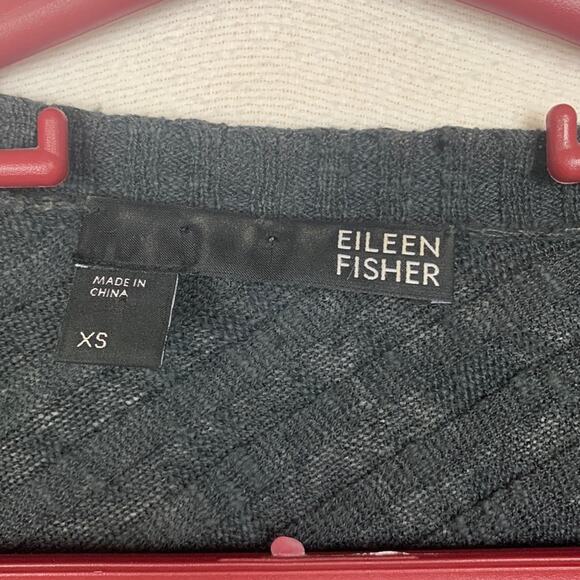 Eileen Fisher womens XS cardigan linen blend gray open front sweater casual mini - Picture 2 of 9